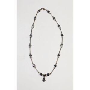 Sterling Silver Freshwater Pearl Crystal Bead Necklace 17"